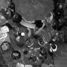 View from above of people at the MLG Institute on Culture and Society bbq, 2007, in Chicago.