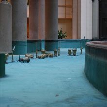 Empty fountain in the lobby of the Westin Bonaventure, Los Angeles